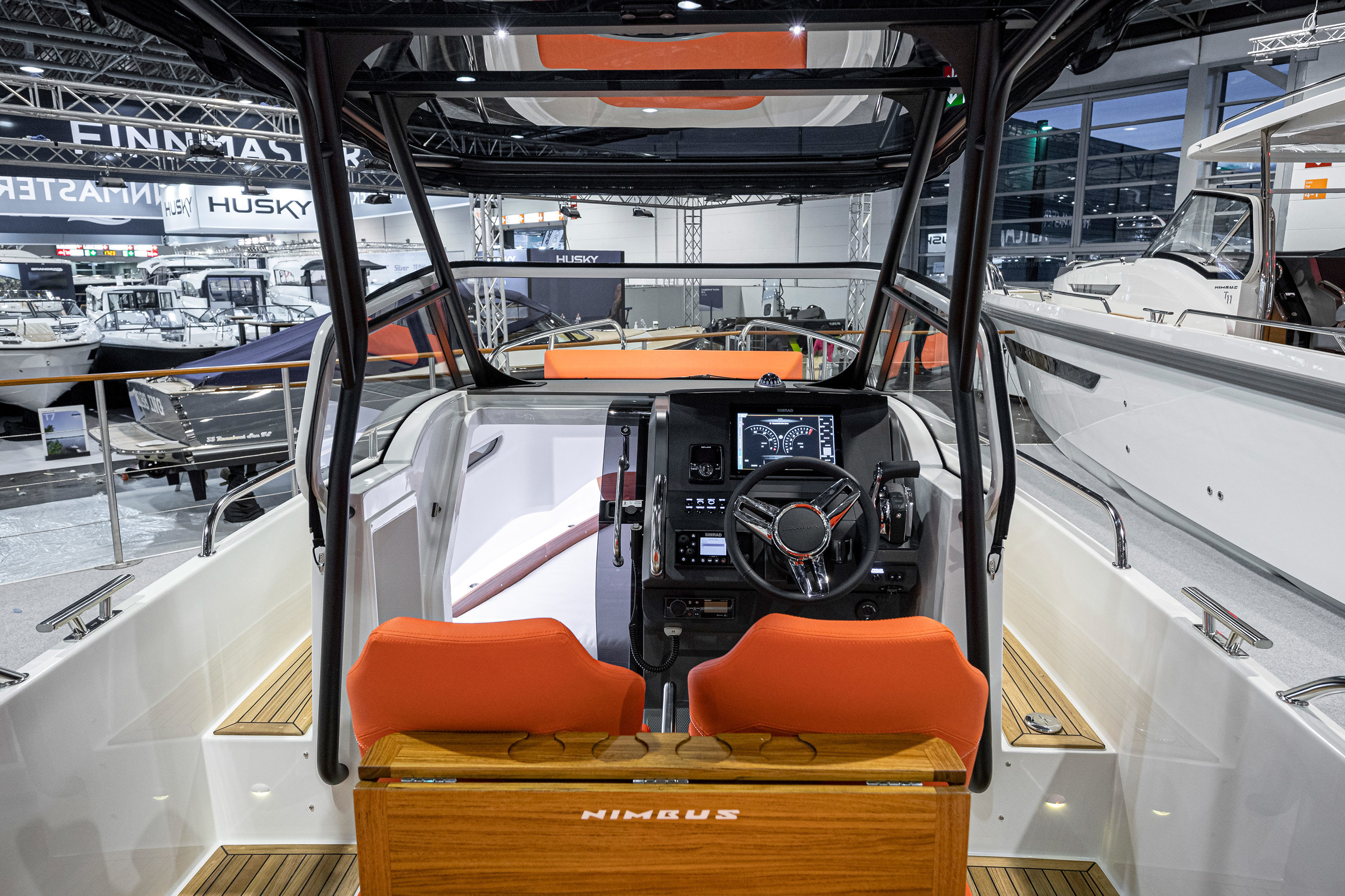 Seats and the inside of a Nimbus T8 boat